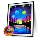 5D Rhinestone Pine Night View Mosaic Full Round Drill Diamond Painting Art Decor
