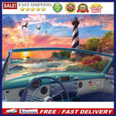 DIY Diamond Painting Sea Car Lighthouse Full Drill Rhinestone Mosaic Art Pi