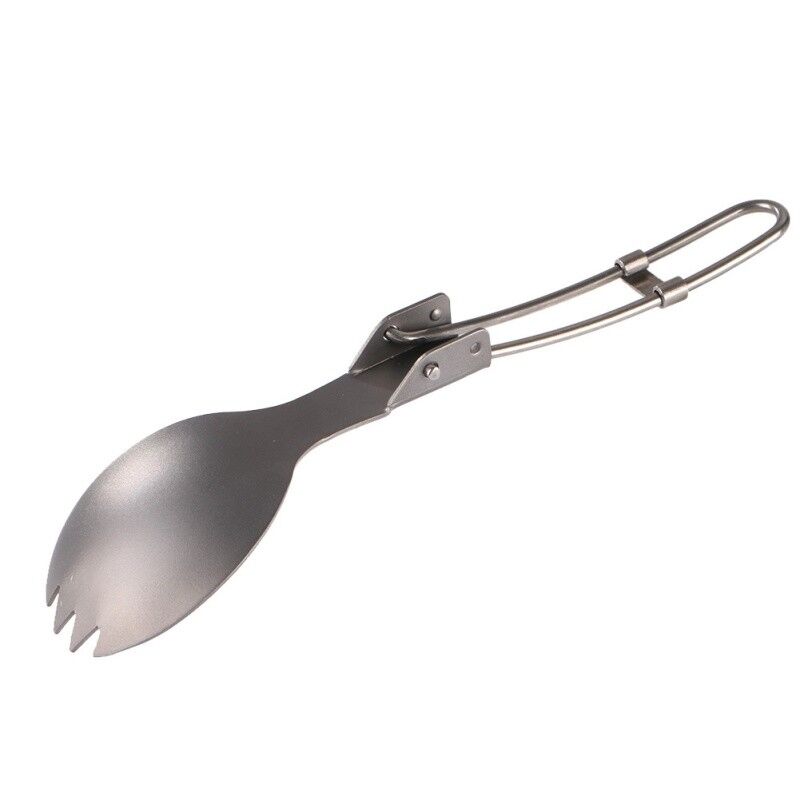 Ultralight Outdoor Folding Titanium Spork: Camping Spoon Fork Hiking Picnic