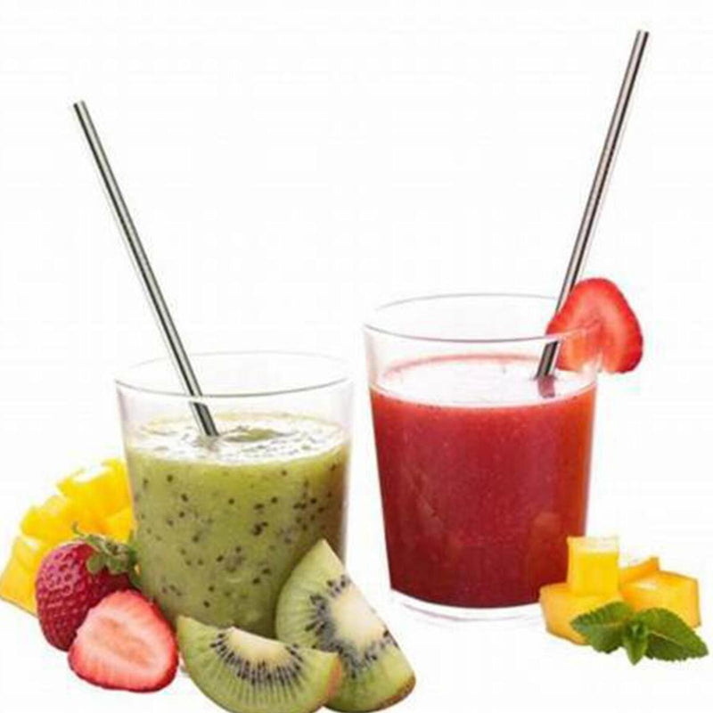 4X Straight Reusable Drinking Straws Steel Eco-Friendly w/ Brush`