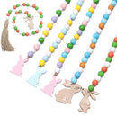 Home Decor With Pendant Easter Wall Hanging Wood Bead Garland Tassels String