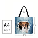 Cowboy dog Printed Shoulder Shopping Bag Casual Large Tote Handbag