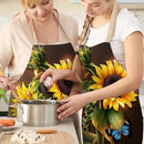 Sunflower Printed Linen Apron Waterproof Kitchen Cooking Bib (82x68cm)
