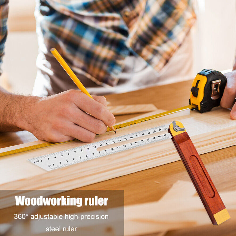 Wooden Marking Angle Rulers Gauges Sliding T-Bevel Level Measuring Tool (S)