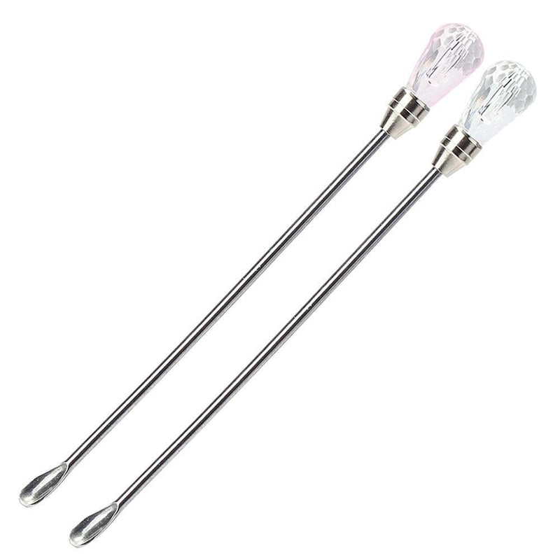 Stainless Steel Mixing Spoon Melted Wax Pills Bead Headring Stick (Pink)