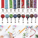 Card Holder Printed Fabric Retractable Necklace Lanyard Hanging Rope Neck Strap