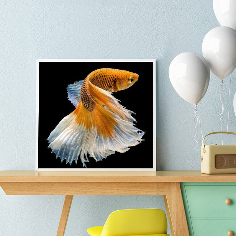 Golden Fish Full Drill Round Diamond Painting DIY Mosaic Kits Home Decor