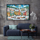Town Snow Scene 11CT Stamped DIY Embroidery Full Cross Stitch Home Decorati