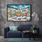 Town Snow Scene 11CT Stamped DIY Embroidery Full Cross Stitch Home Decorati