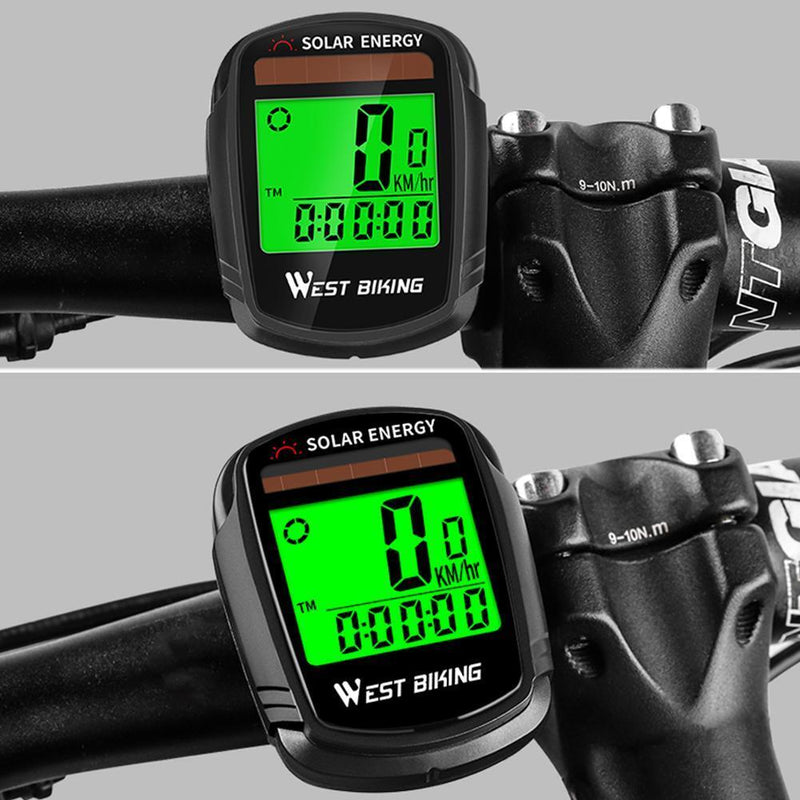 WEST BIKING Solar Energy MTB Bike Computer Bicycle Wireless Backlight Odometer