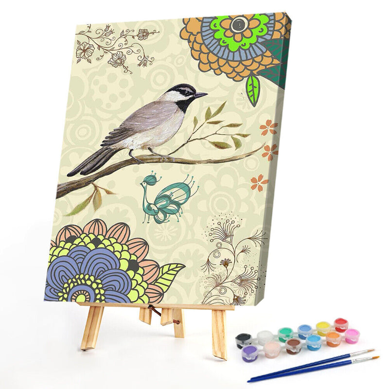 DIY Oil Paint by Numbers Kit Flowers and Birds Picture Coloring Art Craft Dec