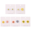 Pairs Small Women Cute Asymmetrical Daisy Flower Stud Earrings Jewelry Earrings