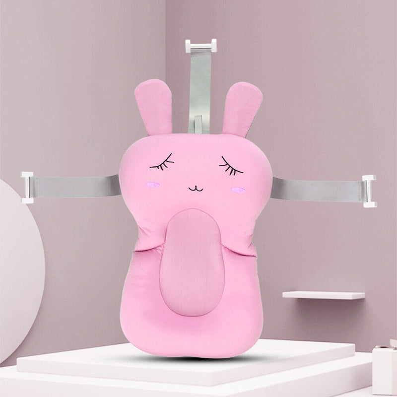 Cartoon Rabbit Soft Baby Shower Bath Pad Mat Adjustable Bath Rack (Pink) Newly