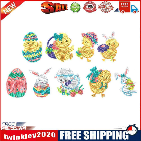8pcs Animal 5D DIY Round Drill Diamond Painting Stickers Kits Phone Decor