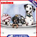 Hand Painted Oil Paint by Numbers DIY Bathtub Dog Drawing Wall Decoration Gift