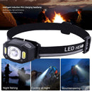USB Rechargeable Headlamp Gesture Sensor Headlight Head Flashlight (Black)