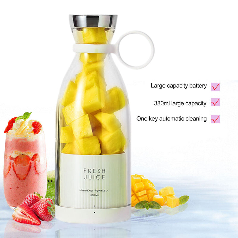 Portable Blender Durable Four Blades Juicer Cup for Home Kitchen (White)