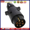 12V 7-Way Round Plastic RV Trailer Plug Connector Plug (Black)