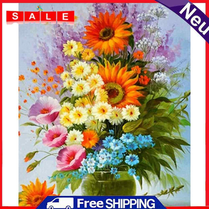5D DIY Full Drill Round Shape Vase Rhinestone Diamond Drawing Home Decoration