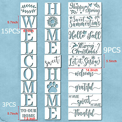 Word Stencils Welcome Theme Signs Four Season Pattern Festival Ornament
