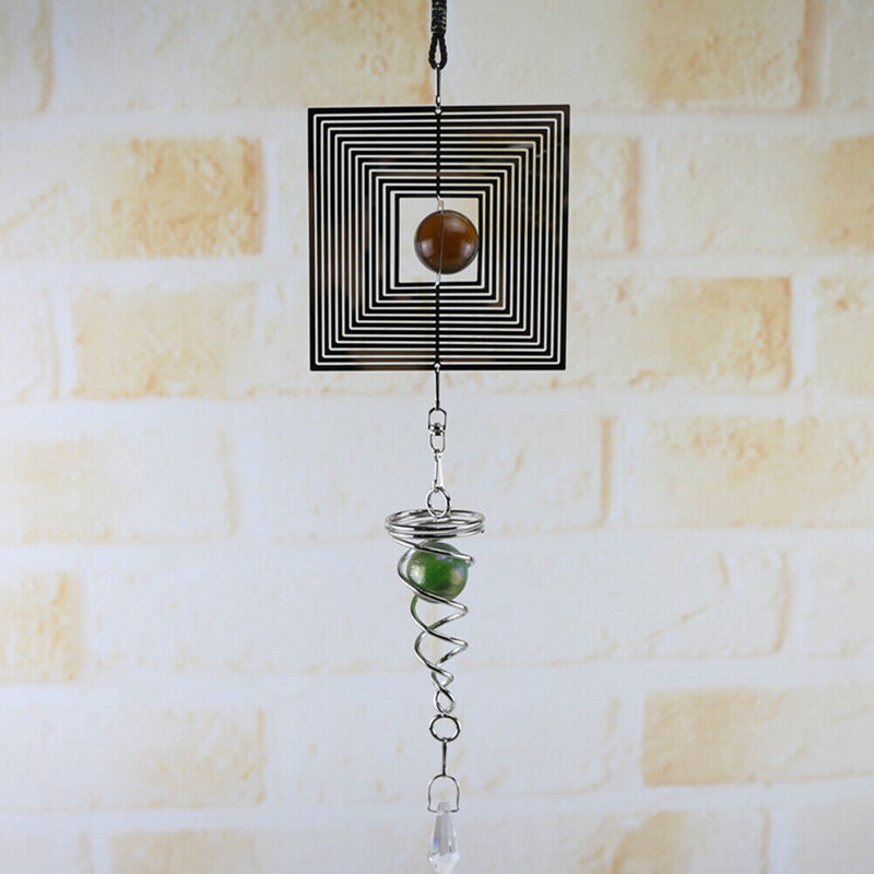 DIY Rotating Wind Chime Novelty Metal Hanging Sculpture Wind Chime Bell (C)