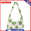 Female Fluffy Square Shoulder Bag Women Casual Flower Pattern Shoulder Handbag