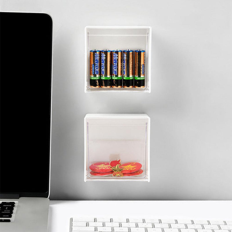 Wall Mounted Storage Box Transparent Adhesive Sundry Organizer Holder Racks