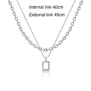 Women Jewelry Square Pendant Double Layer Multilayer Necklace Long Link Chain