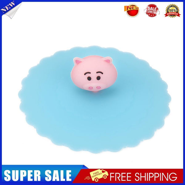 Cartoon Silicone Cup Cover Heat Resistant Sealed Cups Lid (Pink Pig Head)