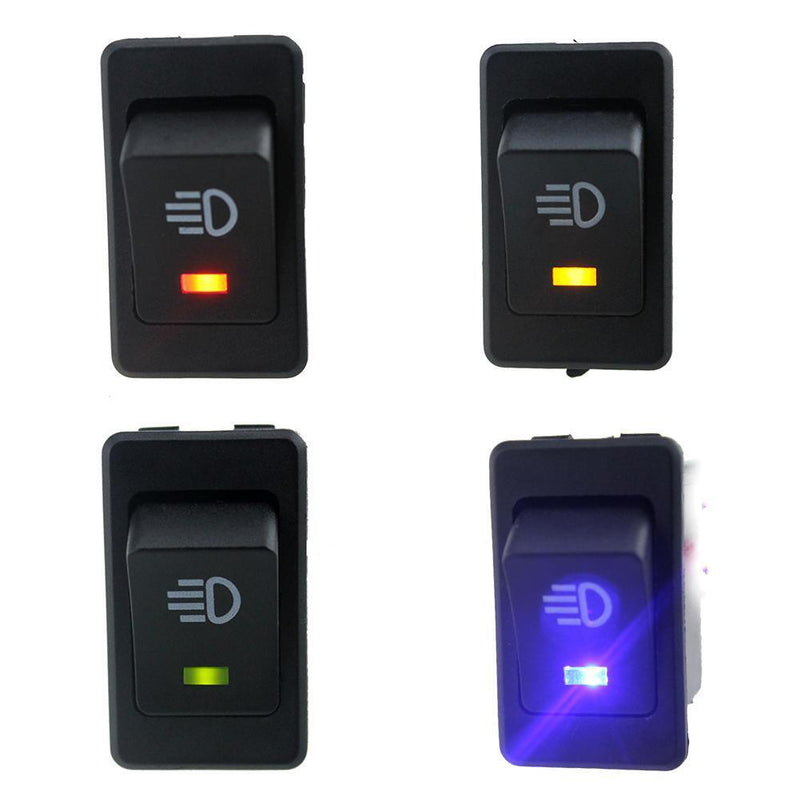 12V 35A 4 Pin Fog Light Rocker Switch with LED for Car Truck Dash (4 Color)
