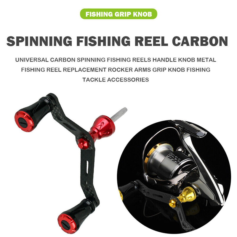 Spinning Fishing Reel Carbon Handle Wheel Rock Arms Grip Knob Tool (Red) Newly