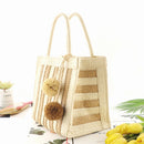 Summer Female Hand-woven Tote Bag Women Small Beach Sea Stripe Shopper Bag