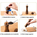 Pepper Grinder,Adjustable Coarseness,Wooden Manual Spice Pepper Mill for Kitchen