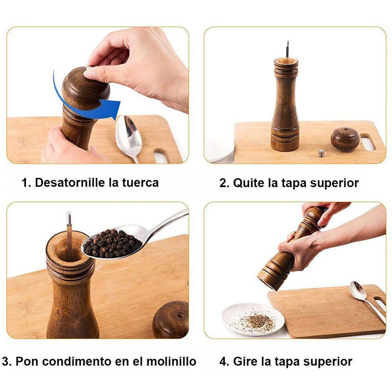Pepper Grinder,Adjustable Coarseness,Wooden Manual Spice Pepper Mill for Kitchen