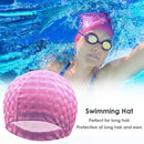 Swimming Cap PU Waterproof Protect Ears Hair Men Women Swim Pool Hat (Pink)
