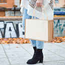 Burlap Tote Shopping Bag Reusable Grocery Storage Organizer Handbags (M)