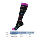 Breathable Sport Calf Length Socks Women Men Heart Print Socks (Black L/XL)