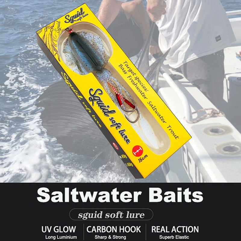 #A UV Luminous Bionic Squid Fishing Lures 60g 15cm Wobbler Soft Bait Fishing Tac