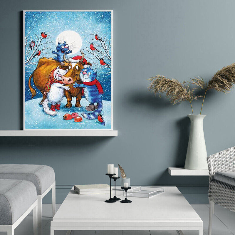 Oil Paint By Numbers Blue Cat Coloring Picture Drawing