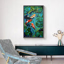 Full Cross Stitch 11CT Cotton Thread DIY Koi Printed Embroidery Hanging Painting