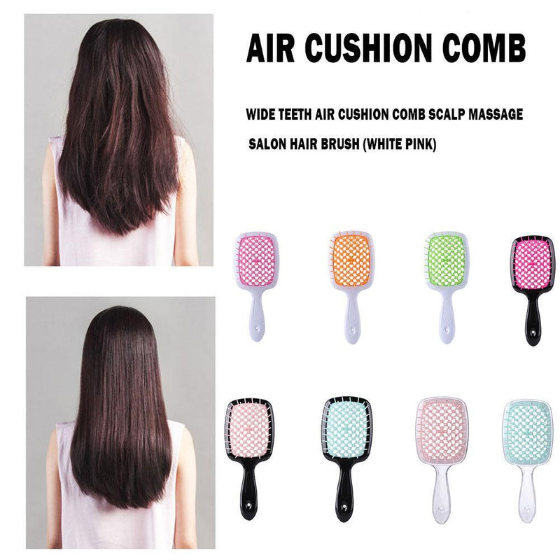 Wide Teeth Air Cushion Comb Scalp Massage Salon Tool Hair Brush (Black Red)
