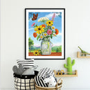 5D Diamond Painting Kit Vase Flower Full Round Drill Rhinestone DIY Wall Cr