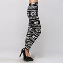 Charming Cotton Blend Snowflakes Fawn Leggings Long Ninth Pants Tights