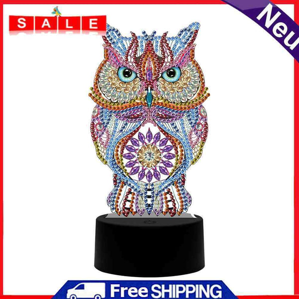 DIY Special Shaped Diamond Painting Owl LED Light Cross Stitch Embroidery Lamp
