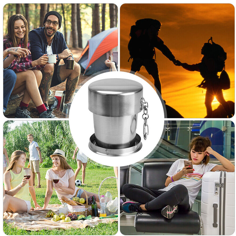 Outdoor Camping Travel Folding Cup Stainless Steel Foldable Retractable Mug