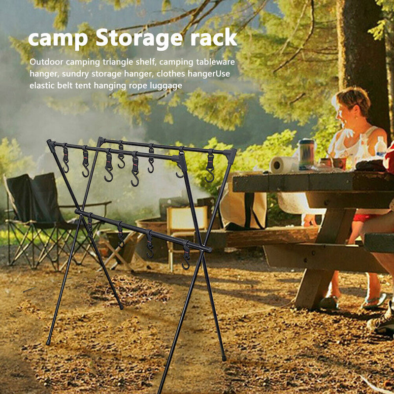 Lightweight Outdoor Camping Shelf Clothes Storage Hanger BBQ Triangle Rack Newly