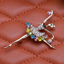Dancing Ballet Ballerina Brooch Pin Clear AB Crystal Silvertone Fashion