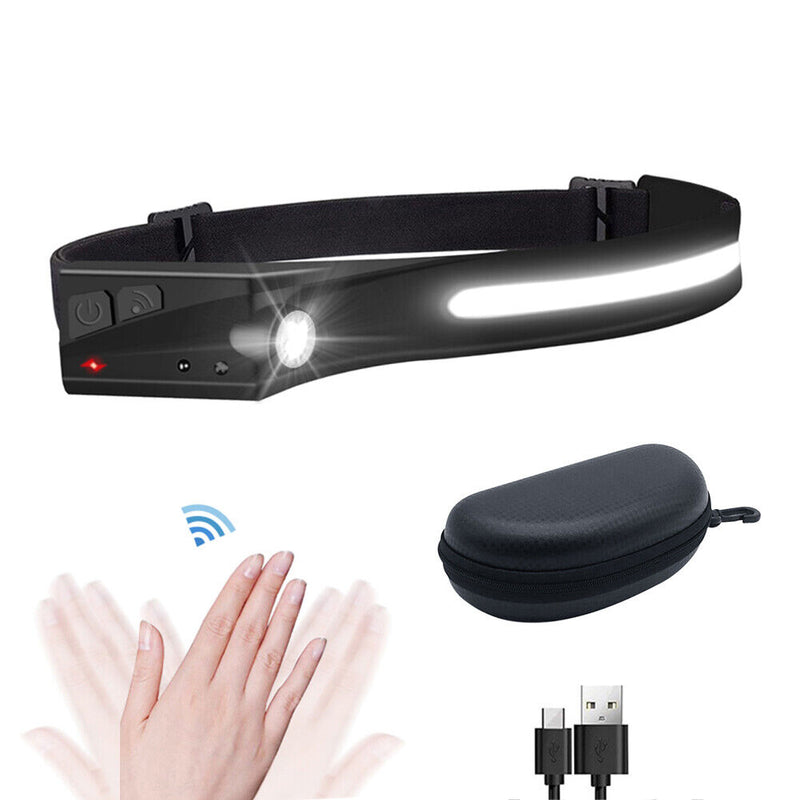2x COB LED Headlamp Sensor Headlight Flashlight Rechargeable Outdoor Work Light