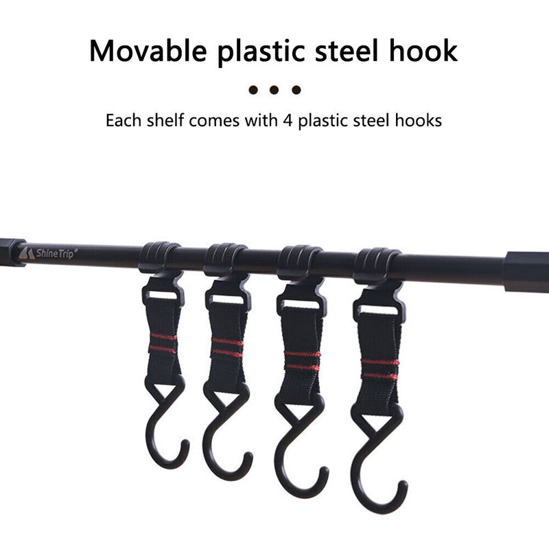 #A Shine Trip Folding Camping Hanging Rack Shelf Light Holder Clothes Storage