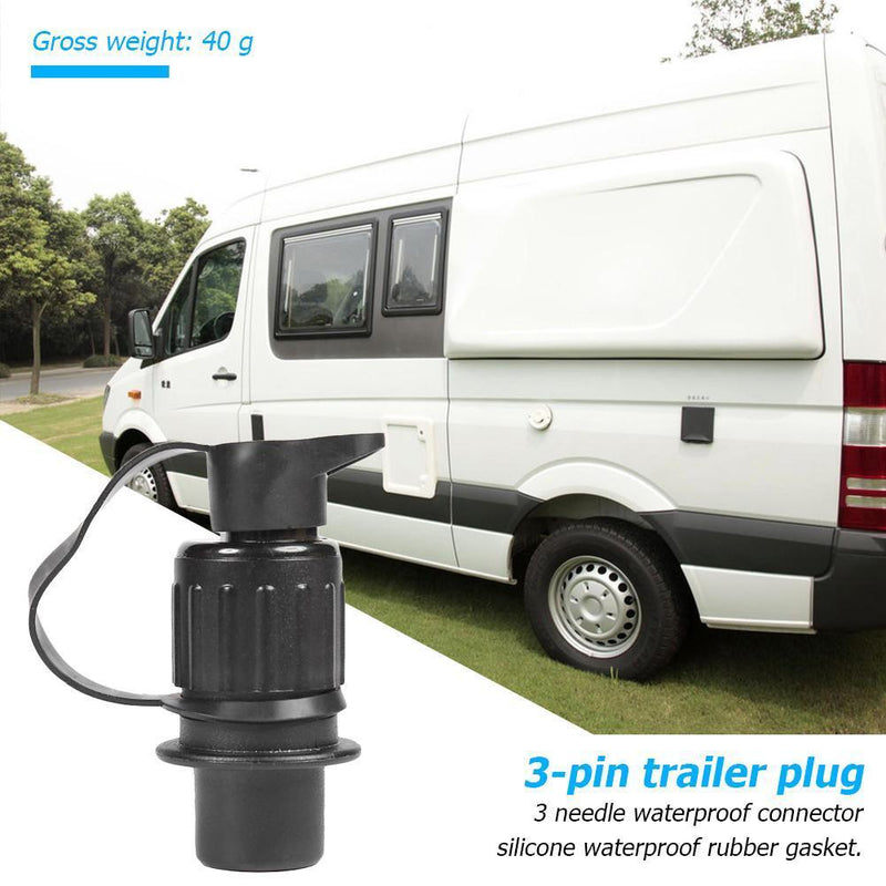 3 Pin 12V EU Waterproof Cable Connector Socket Plug for Trailer Caravan Truck